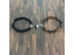 Bracelets couple Œil de tigre/onyx