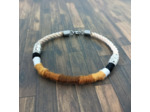 Bracelet homme en chanvre et fils de coton marron/beige/noir