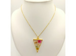 Pendentif triangle fleurs/doré #15