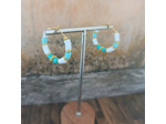 Anneaux Heishi turquoise/blanc/doré