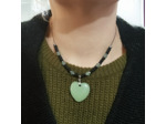 Collier Jade/aventurine/hématite/noir cœur