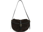 Bleu de Chauffe Sac Musette Demi Lune Margot Cuir Velours Marron Fonce