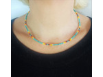 Tour de cou en perles de rocaille turquoise et couleurs