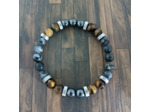 bracelet homme labradorite/hématite/œil de tigre/acier inox
