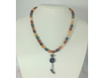 Collier agate orange/hématite arbre de vie