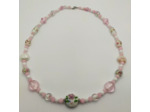 Collier rose/blanc perles Murano et naturelles