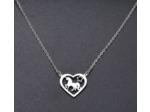 Pendentif licorne dans cœur en acier inox