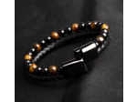Bracelets en pierre naturelle pour hommes et cuir véritable tressé