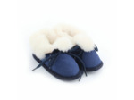 Chaussons bébé bleu en peau de mouton