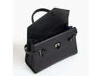 Le Tanneur Emilie Sac à main double rabat en Cuir grainé Noir