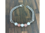 Bracelet-chaîne pierre de lune blanc/rose