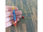 Pendule corail rouge/lapis lazuli/feuilles d'or