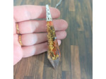 Pendentif orgonite pendule agate orange/œil de tigre/feuilles d'or