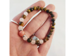 Bracelet œil de tigre/quartz rose/rhodochrosite