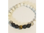 Bracelet howlite/agate noire/œil de tigre