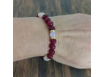 Bracelet agate rouge facetté/quartz rose/doré