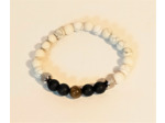Bracelet howlite/agate noire/œil de tigre