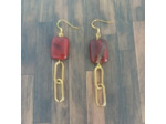 Boucles d'oreille Jaspe rouge/chaîne doré
