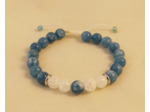 Bracelet ajustable calcédoine bleu / cristal de roche craquelé
