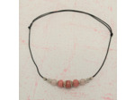 Tour de cou rhodochrosite/quartz rose argenté sur cordon noir