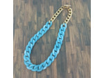 Collier gros maillons bleu ciel/doré