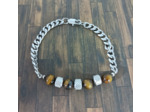 Bracelet homme gourmette/œil de tigre