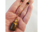 Collier bouteille de parfum œil de tigre/doré