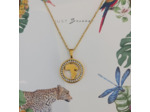 Collier carte de l'Afrique en acier inoxydable doré