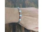 Bracelet-chaîne pierre de lune blanc/rose