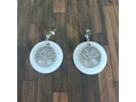 Boucles d'oreilles nacre et arbre de vie acier inoxydable