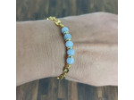 Bracelet-chaîne aigue marine doré