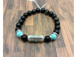 Bracelet "La vie est belle" Obsidienne/Turquoise