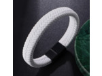 Bracelet tressé blanc en cuir véritable pour hommes