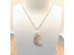 Pendentif lune en acier inox et perle pierre de lune