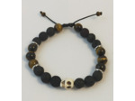 Bracelet ajustable pierre de lave / œil de tigre / tête de mort howlite blanche