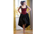 Corset velours rouge sequins et plumes d'autruche
