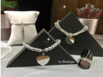 Bracelet aux grosses perles et médaille coeur en argent 925ème