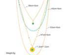 Chaînes multicouches turquoise en bijoux en acier inoxydable doré