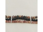 Bracelet triple Rhodonite/Obsidienne/Pierre de lune