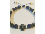 Perles hématite, lapis lazuli, bois naturel, ajustable