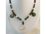 Collier nacre blanc/marron/vert