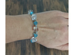 Bracelet en perles de cristal blanc/bleu/argenté