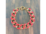 Bracelet gros maillons doré/rouge émaillé