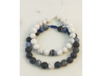 Bracelet couple agate bleu foncé multicolore/howlite