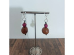 Boucles d'oreilles Nina marron-rose en ivoire végétal