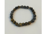 Bracelet œil de tigre / labradorite / tête de mort bronze