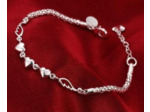 Bracelet en argent 3 cœurs, ailes d'ange