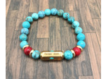 Bracelet "La vie est belle" doré Turquoise/Turquoise rouge"