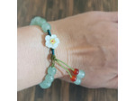 Bracelet jade vert et cornaline avec fleur