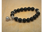 Bracelet tourmaline noire argenté/boule